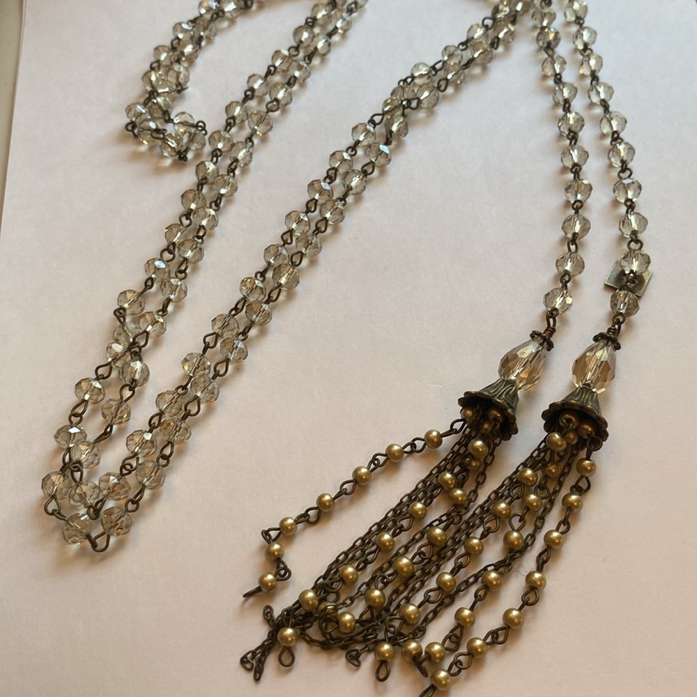 Czech glass + Swarovski Crystal cincture w/ traditional beaded tassels - Picture 2 of 16
